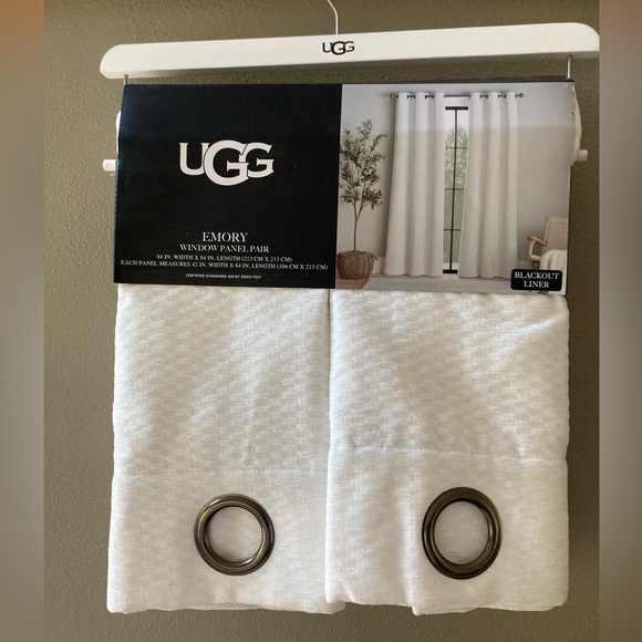 UGG Emory White Textured Black Out Curtains - Picture 1 of 6
